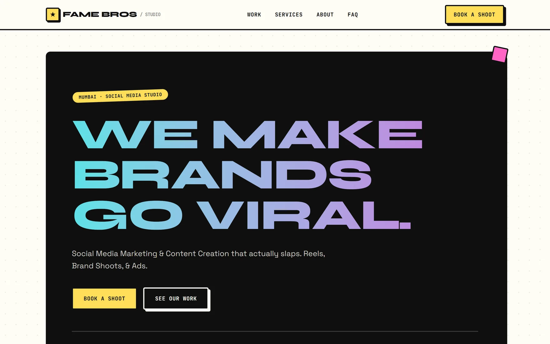 Fame Bros homepage